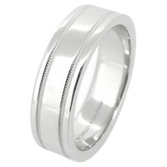 TIFFANY & Co. Together Platinum 6mm Double Milgrain Wedding Band Ring 7.5