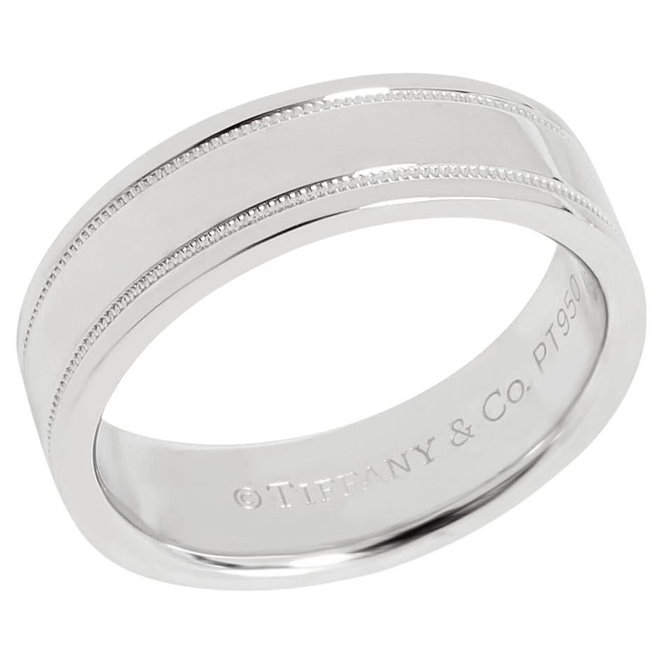 TIFFANY & Co. Ensemble Platine 6mm Double Milgrain Anneau de mariage 7.5