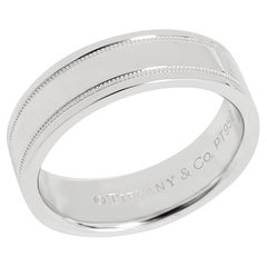 TIFFANY & Co. Ensemble Platine 6mm Double Milgrain Anneau de mariage 7.5