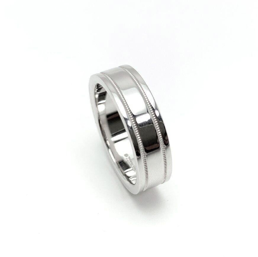 TIFFANY & Co. Ensemble Platine 6mm Double Milgrain Anneau de Mariage 8.5 en vente 1