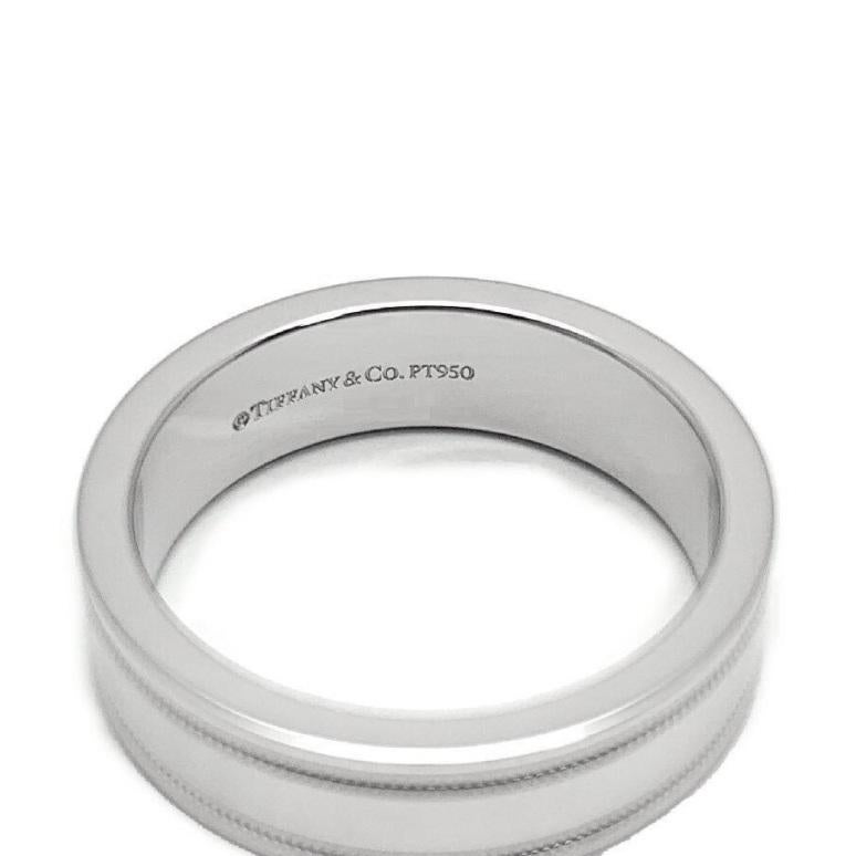 TIFFANY & Co. Ensemble Platine 6mm Double Milgrain Anneau de Mariage 8.5 en vente 3