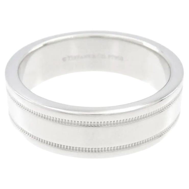 TIFFANY & Co. Together Platinum 6mm Double Milgrain Wedding Band Ring 8.5