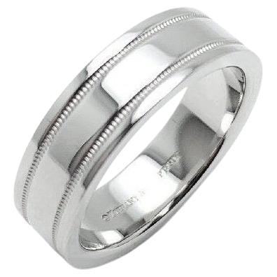 TIFFANY
Co. Ensemble Platine 6mm Double Milgrain Anneau de Mariage 8.5