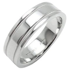 TIFFANY
Co. Ensemble Platine 6mm Double Milgrain Anneau de Mariage 8.5