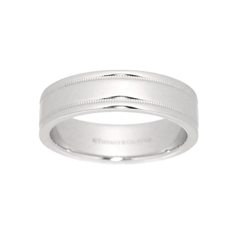TIFFANY & Co. Together Platinum 6mm Double Milgrain Wedding Band Ring 9.5

 Metal: Platinum 
 Size: 9.5 
 Band Width: 6mm
 Weight: 14.70 grams
 Hallmark: ©TIFFANY&CO. PT950
 Condition: Excellent condition, like new, comes with Tiffany box 
 Tiffany