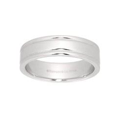 TIFFANY & Co. Together Platinum 6mm Double Milgrain Wedding Band Ring 9.5