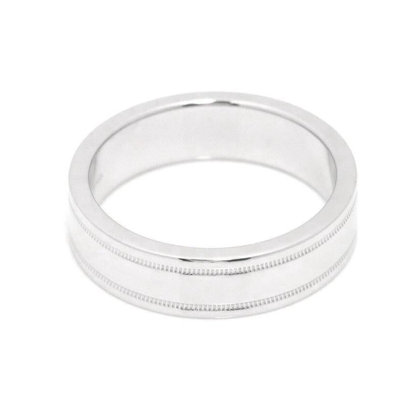 TIFFANY & Co. Juntos Platino 6mm Doble Milgrain Alianza 9.5 en Excelente estado para la venta en Los Angeles, CA