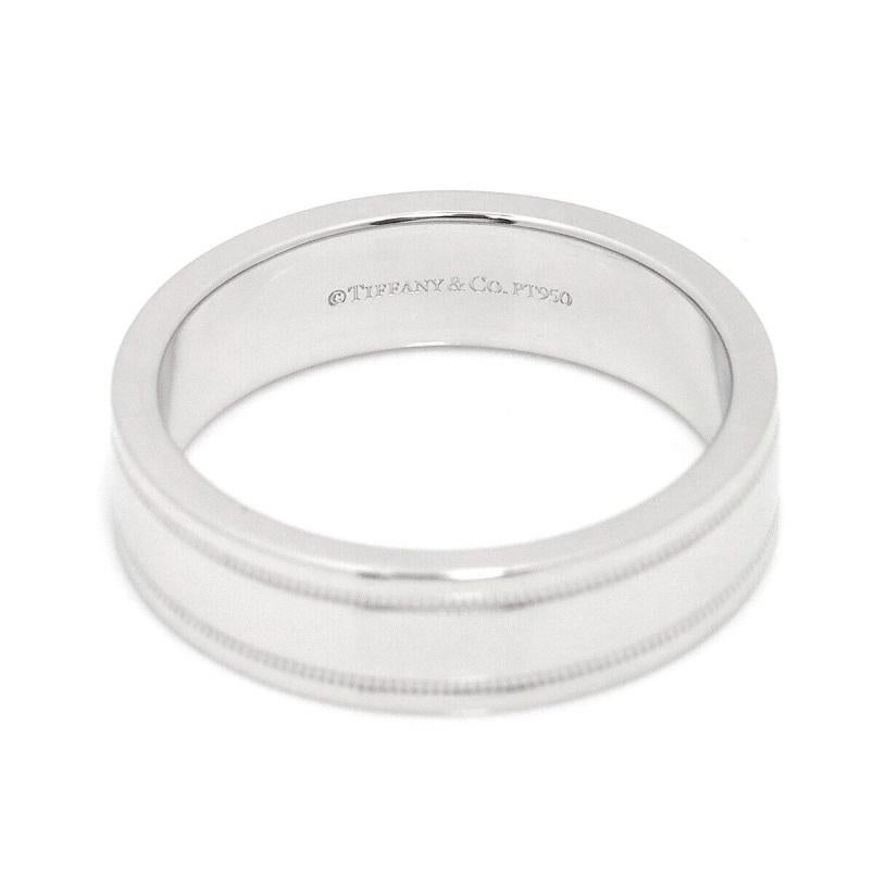 Femenino o masculino TIFFANY & Co. Juntos Platino 6mm Doble Milgrain Alianza 9.5 en venta