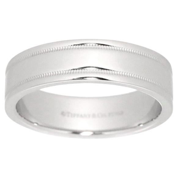 TIFFANY & Co. Together Platinum 6mm Double Milgrain Wedding Band Ring 9.5 For Sale