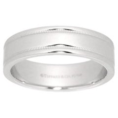 TIFFANY & Co. Together Platinum 6mm Double Milgrain Wedding Band Ring 9.5