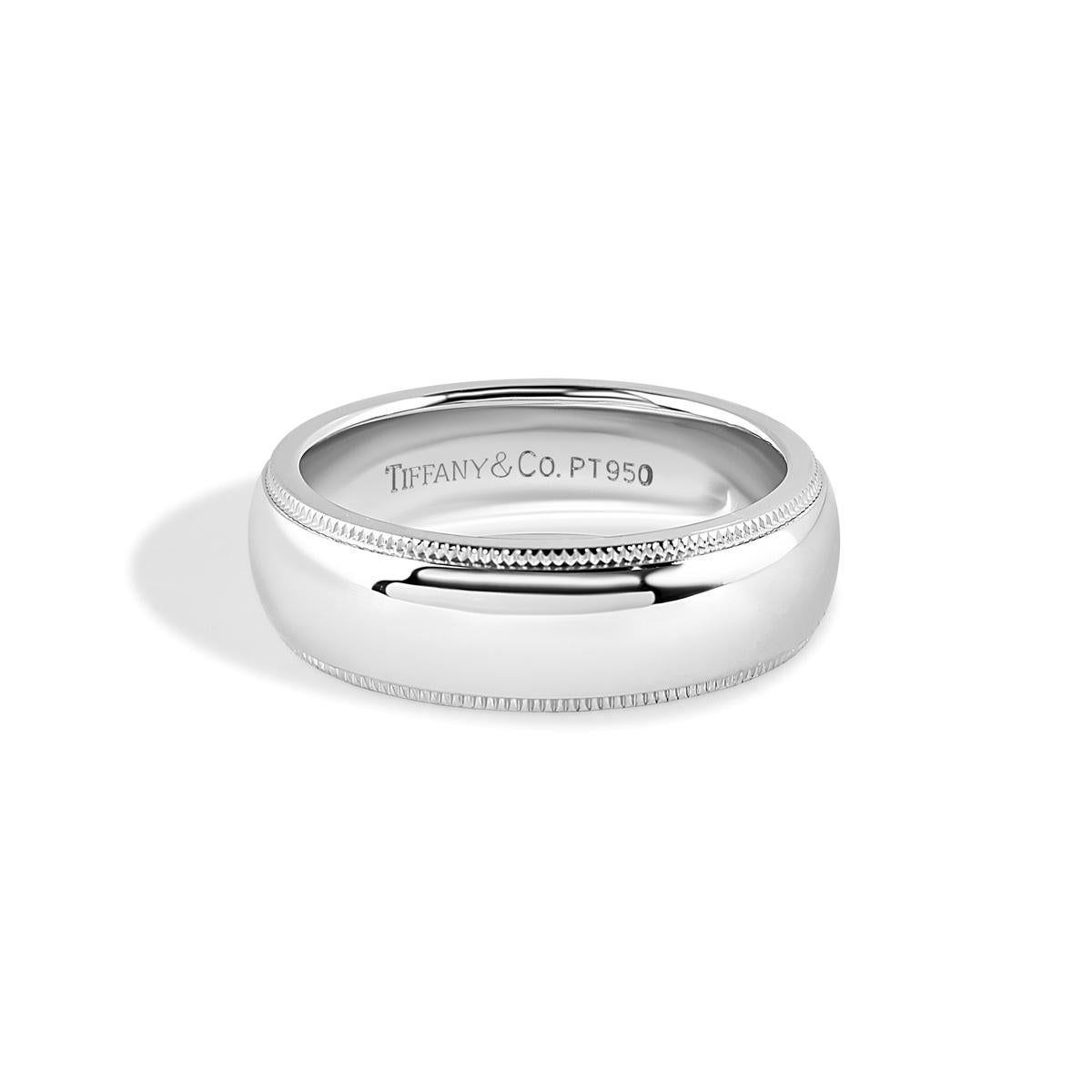 TIFFANY & Co. Anneau de mariage en platine à grains multiples 6mm 6 Excellent état - En vente à Los Angeles, CA