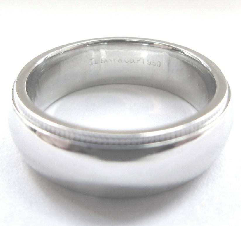 Women's or Men's TIFFANY & Co. Together Platinum 6mm Milgrain Wedding Band Ring 6 For Sale