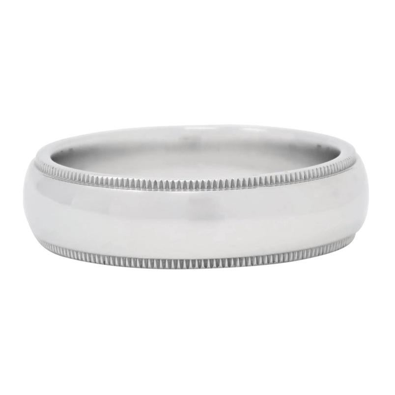 TIFFANY & Co. Together Platinum 6mm Milgrain Wedding Band Ring 9 In Excellent Condition For Sale In Los Angeles, CA