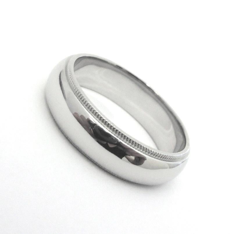 TIFFANY & Co. Together Platinum 6mm Milgrain Wedding Band Ring 9 For Sale 1