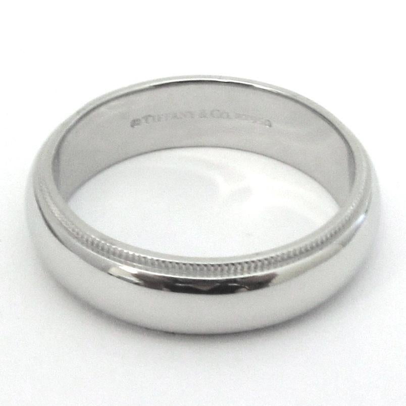 TIFFANY & Co. Together Platinum 6mm Milgrain Wedding Band Ring 9 For Sale 2