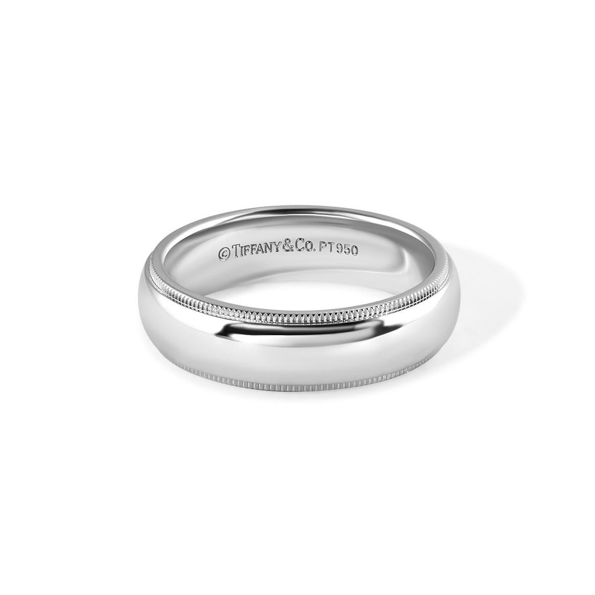 TIFFANY & Co. Together Platin 6mm Milgrain Ehering 9,5 im Zustand „Hervorragend“ im Angebot in Los Angeles, CA