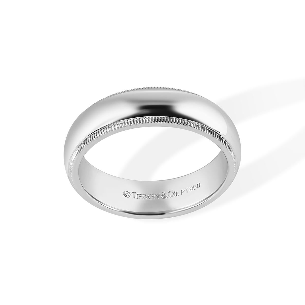 TIFFANY & Co. Together Platin 6mm Milgrain Ehering 9,5 für Damen oder Herren im Angebot