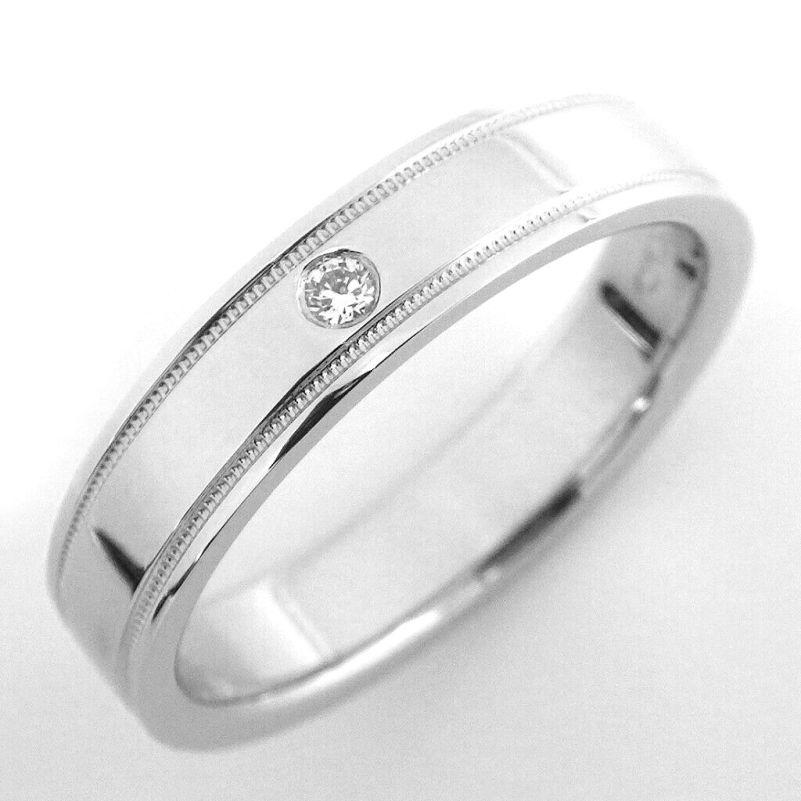 Taille ronde Tiffany & Co. Bague jonc à double grain en platine sertie d'un diamant taille 8 en vente