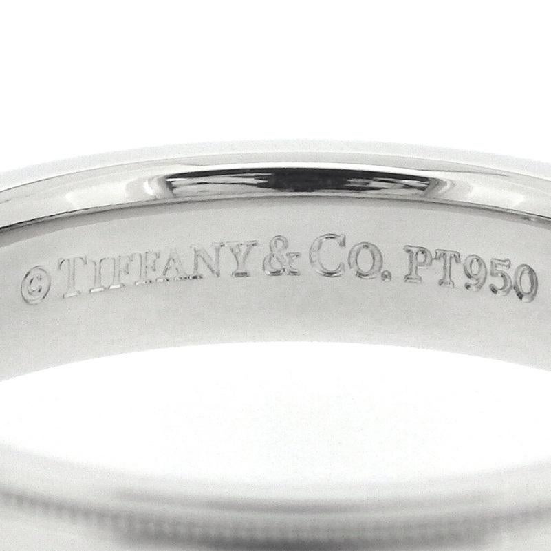 Tiffany & Co. Together Platinum Diamond Double Milgrain Band Ring 8 In Excellent Condition For Sale In Los Angeles, CA