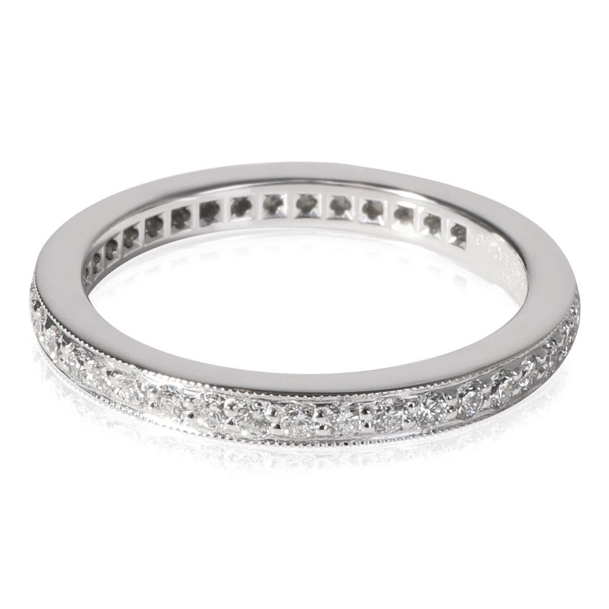 Taille ronde TIFFANY & Co. Ensemble Platine Diamond Legacy 2mm Milgrain Band Ring 5 en vente