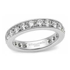 TIFFANY & Co. Together Platinum Diamond Legacy 3.2mm Milgrain Band Ring 4.5