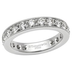 TIFFANY & Co. Together Platinum Diamond Legacy 3,2mm Milgrain Band Ring 4,5