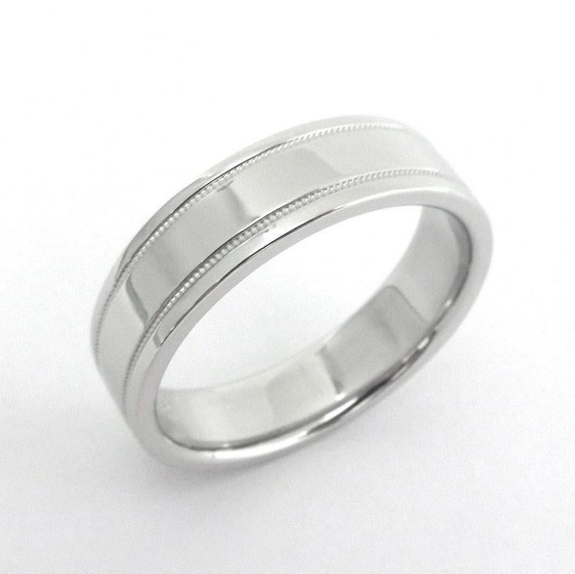 TIFFANY & Co. Alliance en platine à double grain de millegrain 10.5 Excellent état - En vente à Los Angeles, CA