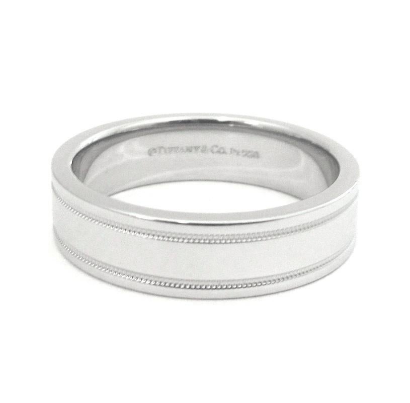 TIFFANY & Co. Juntos Alianza de Platino Doble Milgrain 10.5 en Excelente estado para la venta en Los Angeles, CA