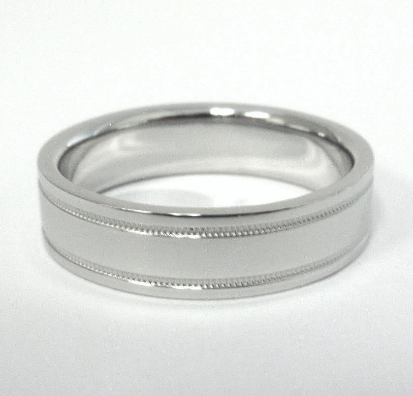 Men's TIFFANY & Co. Together Platinum Double Milgrain Wedding Band Ring 10.5 For Sale