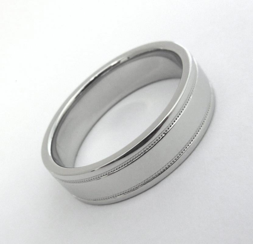 TIFFANY & Co. Alliance en platine à double grain de millegrain 10.5 en vente 1