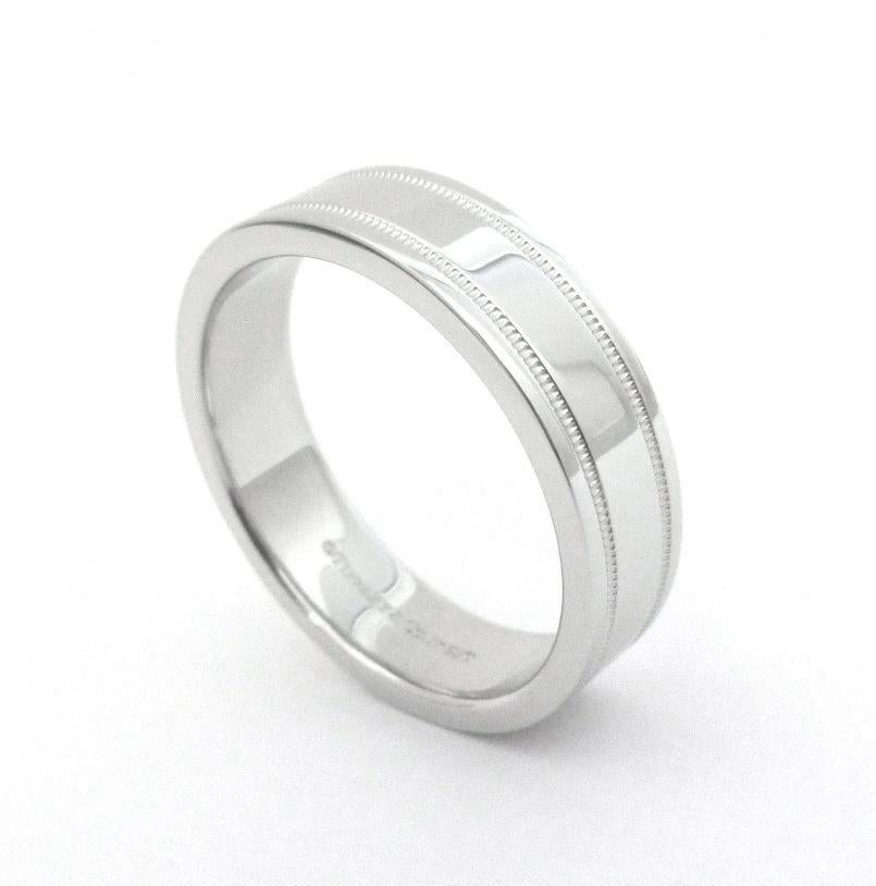TIFFANY & Co. Juntos Alianza de Platino Doble Milgrain 10.5 en venta 1