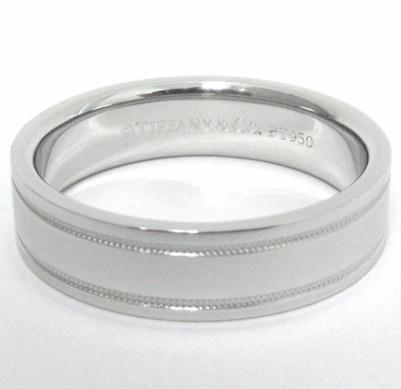 TIFFANY & Co. Together Platinum Double Milgrain Wedding Band Ring 10.5 For Sale 2
