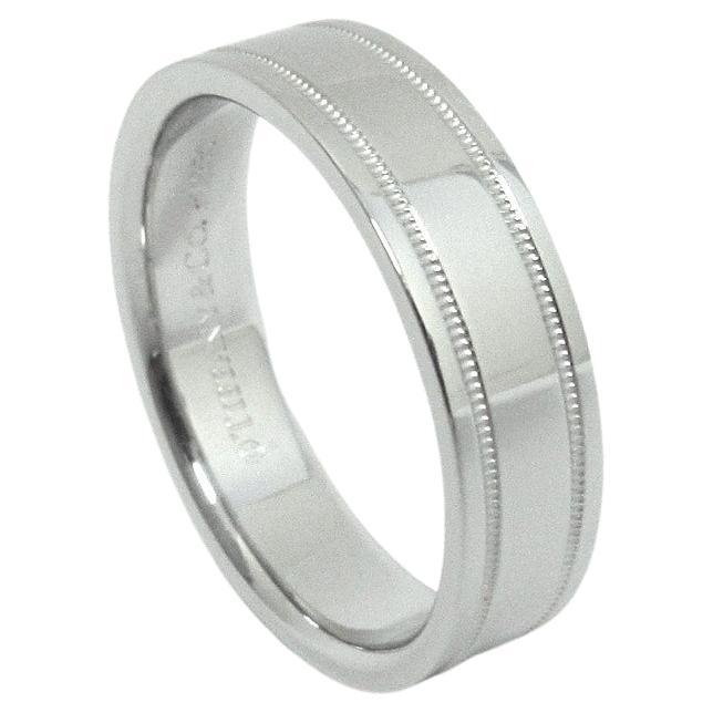 TIFFANY & Co. Together Platinum Double Milgrain Wedding Band Ring 10.5 For Sale
