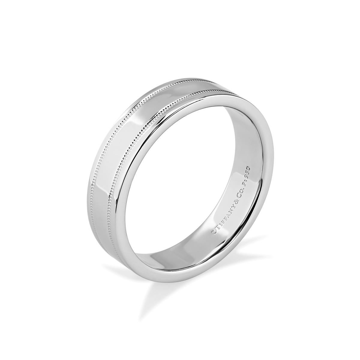 TIFFANY & Co. Together Platinum 6mm Double Milgrain Wedding Band Ring 12 Men's

 Metal: Platinum 
 Size: 12 
 Band Width: 6mm
 Weight: 15.10 grams
 Hallmark: ©TIFFANY&CO. Pt950
 Condition: New, comes with Tiffany box
 Tiffany price: