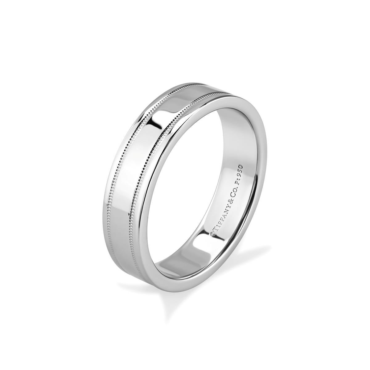 TIFFANY & Co. Together Platinum Double Milgrain Wedding Band Ring 12 Men's For Sale 1