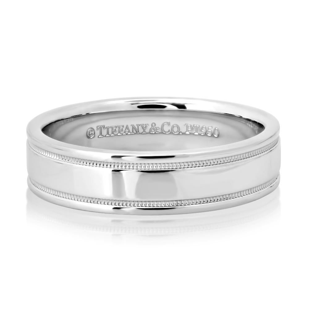 TIFFANY & Co. Together Platin Double Milgrain Ehering 12 Herren im Zustand „Neu“ im Angebot in Los Angeles, CA