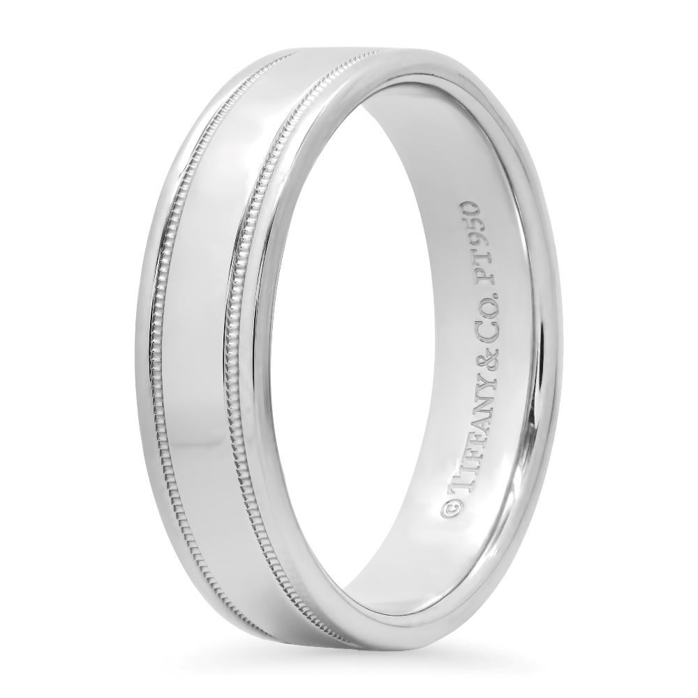 TIFFANY & Co. Together Platin Double Milgrain Ehering 12 Herren im Angebot 1