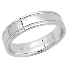 TIFFANY & Co. Together Platinum Double Milgrain Wedding Band Ring 12 Men's