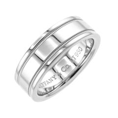 TIFFANY & Co. Together Platinum Double Milgrain Wedding Band Ring 6