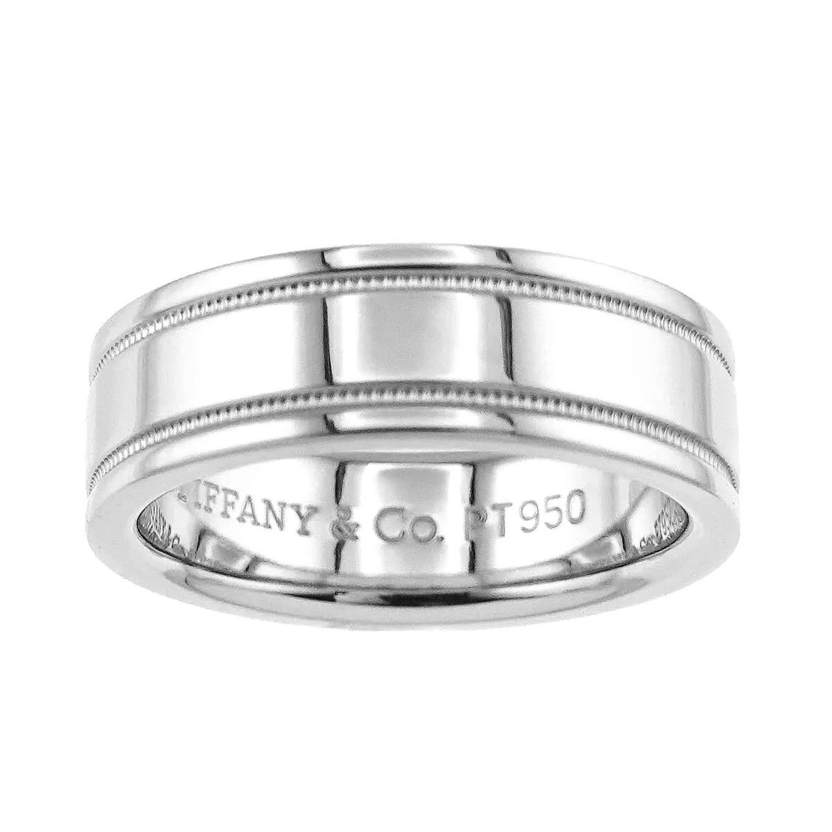 TIFFANY & Co. Together Platinum Double Milgrain Wedding Band Ring 6 In Excellent Condition For Sale In Los Angeles, CA