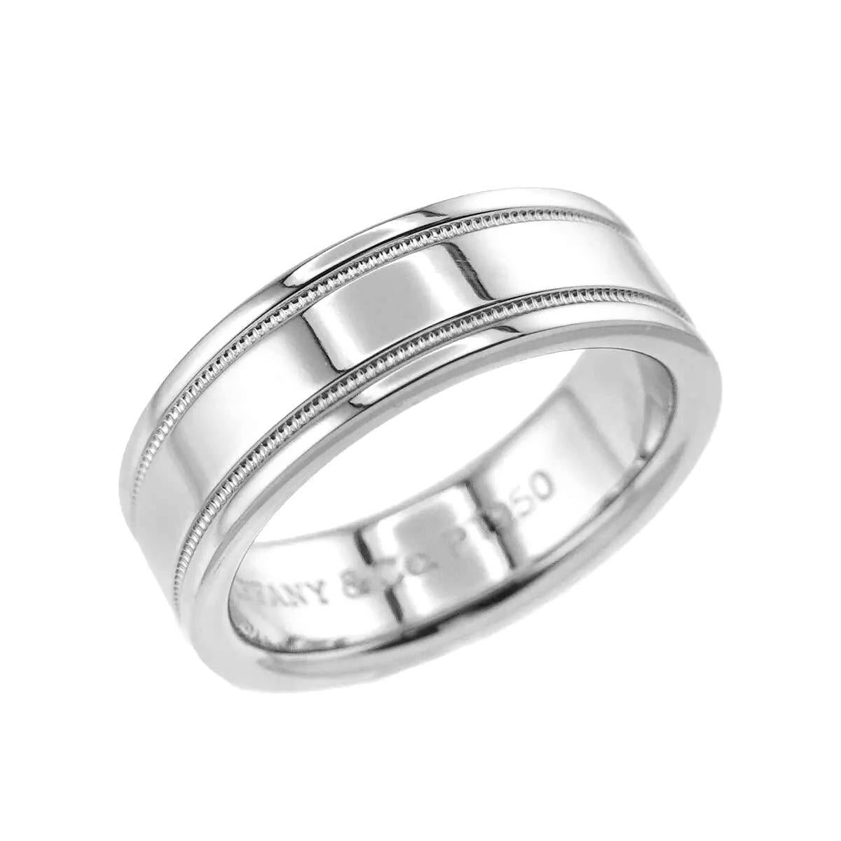 Women's or Men's TIFFANY & Co. Together Platinum Double Milgrain Wedding Band Ring 6 For Sale