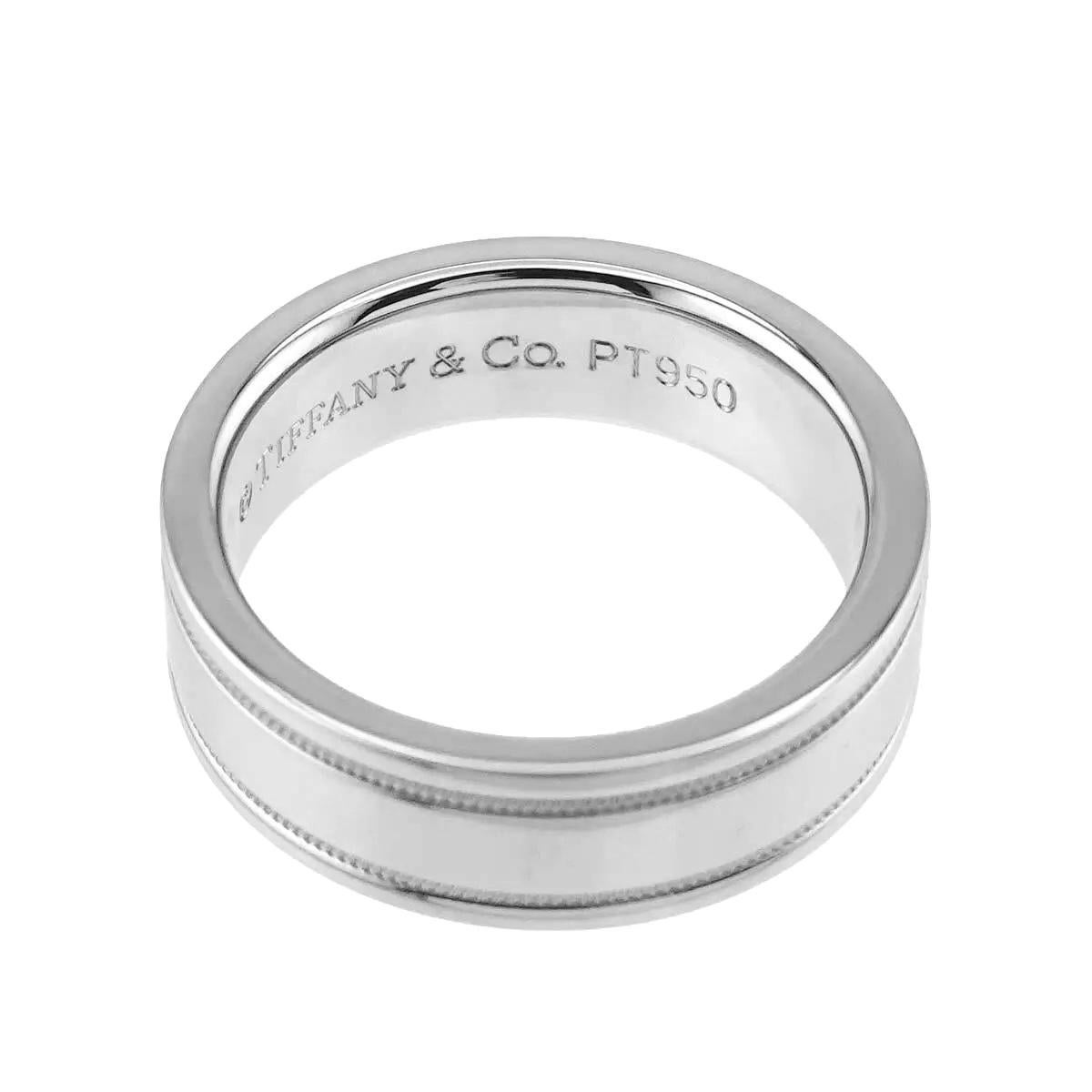 TIFFANY & Co. Together Platinum Double Milgrain Wedding Band Ring 6 For Sale 1