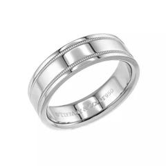TIFFANY & Co. Together Platinum Double Milgrain Wedding Band Ring 8