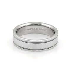 TIFFANY & Co. Together Platinum Double Milgrain Wedding Band Ring 9