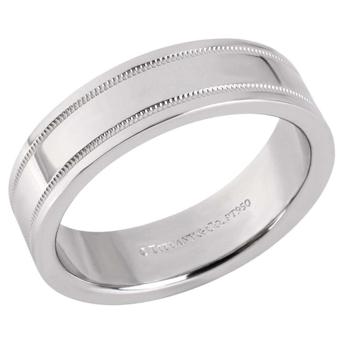 TIFFANY & Co. Juntos Alianza de Platino Doble Milgrain 9