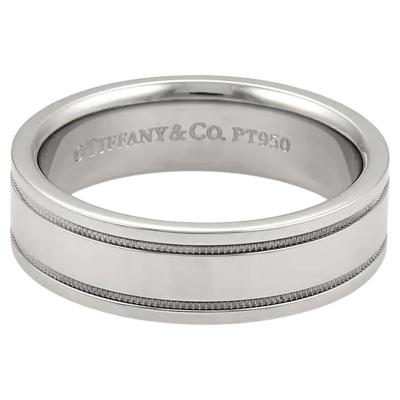 TIFFANY & Co. Doppelter Milgrain-Hochzeitsring aus Platin 9