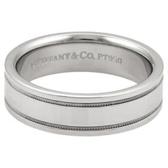 TIFFANY & Co. Doppelter Milgrain-Hochzeitsring aus Platin 9