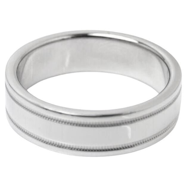 TIFFANY & Co. Doppelter Milgrain-Hochzeitsring aus Platin 9.5
