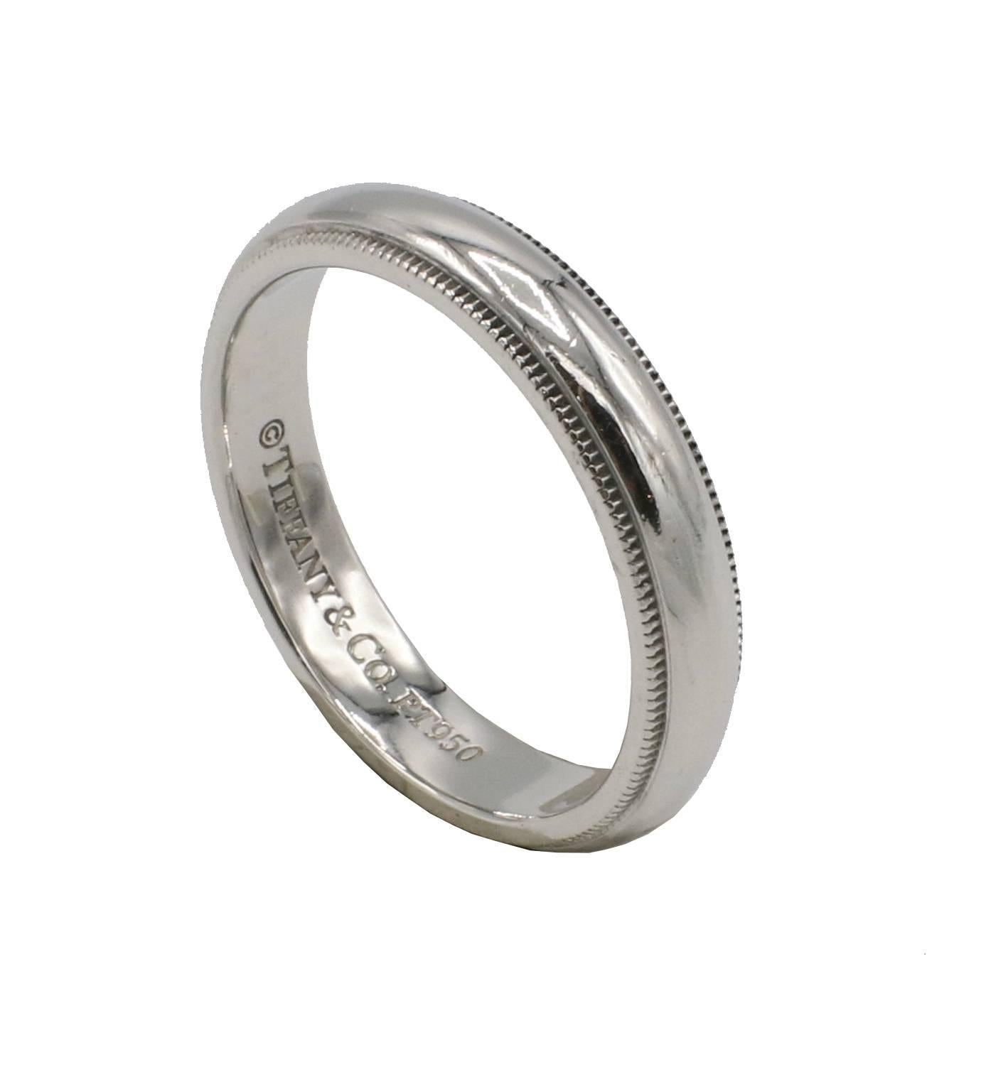 Tiffany & Co. Juntos Alianza de Platino Milgrain 4MM Moderno en venta