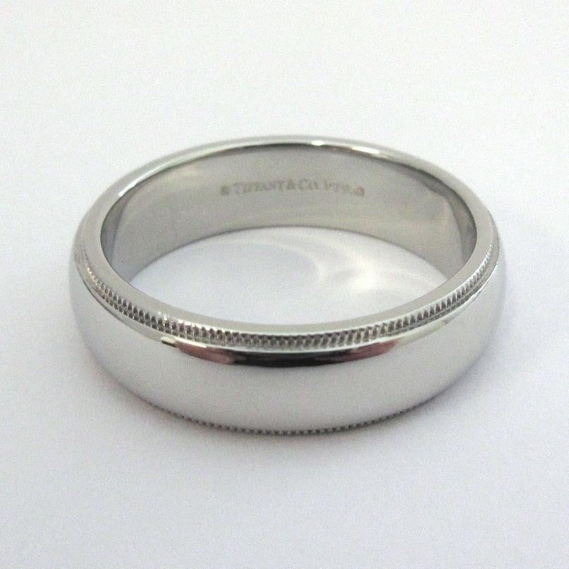 Women's or Men's TIFFANY & Co. Together Platinum 6mm Milgrain Wedding Band Ring 9.5 For Sale